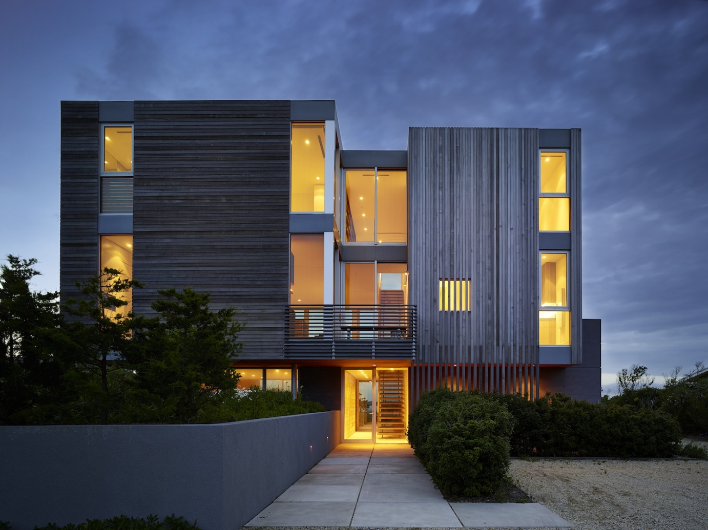 Exterior front approach at dusk