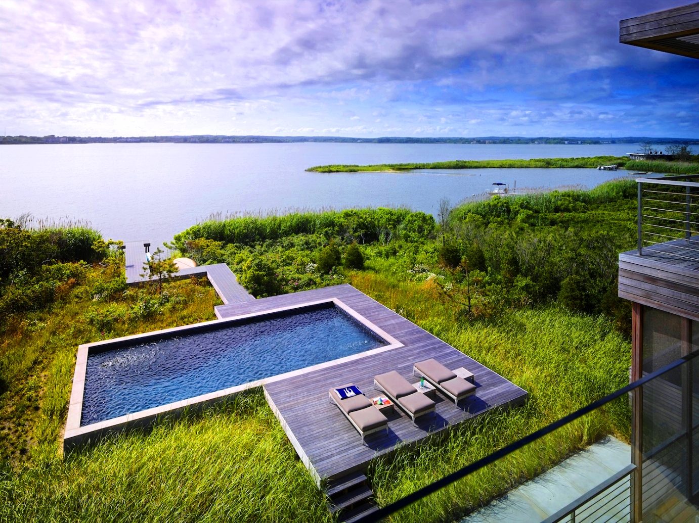 Infinity pool deck overlooking the bay